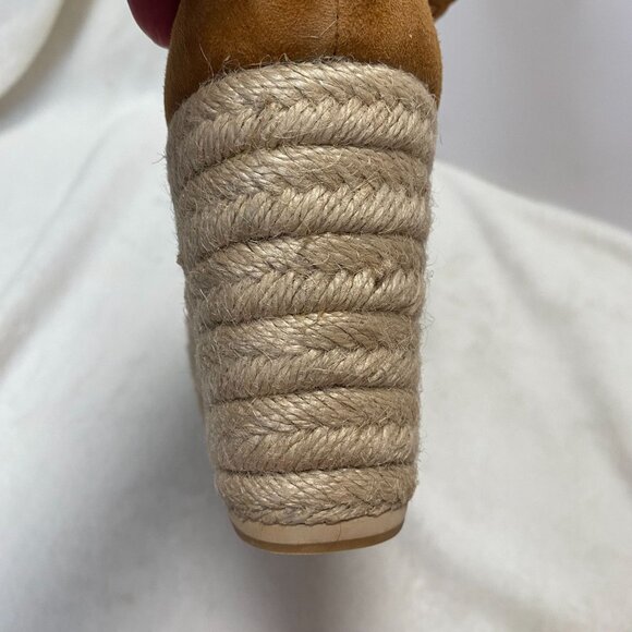 Raye Braided Suede Espadrille Wedges with Ankle Strap Tan/Beige Size 39.5/US 8.5 - Picture 14 of 15